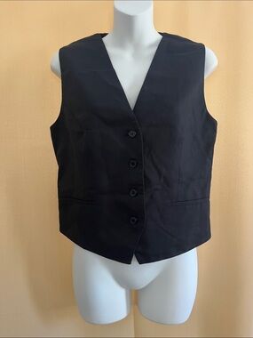 Zara Black Sleeveless Button Vest